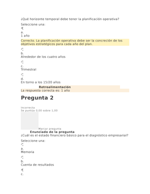 Evaluación - UNIDAD 1 ANALISIS FINANCIERO - Pregunta 1 Incorrecta Se ...