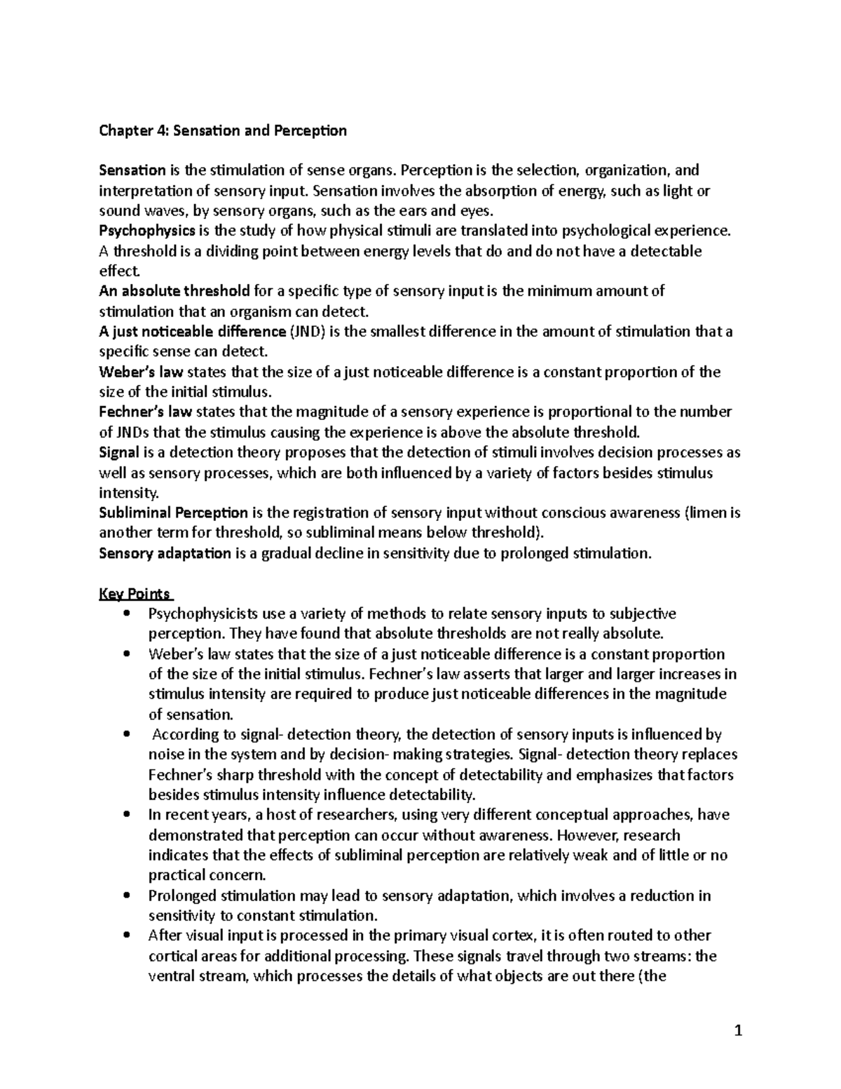 Chapter 4- Sensation And Perception - Chapter 4: Sensation And ...