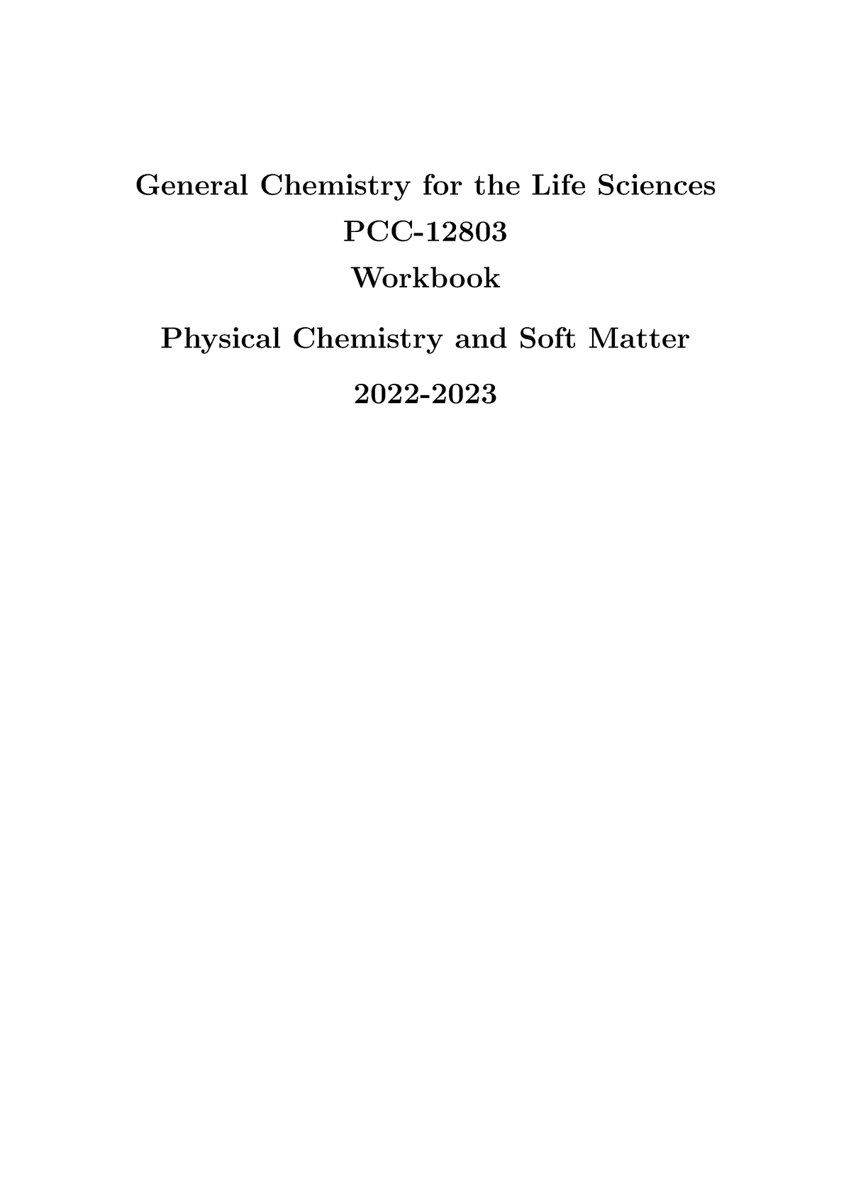 PCC12803 Workbook (part) - General Chemistry for the Life Sciences PCC ...