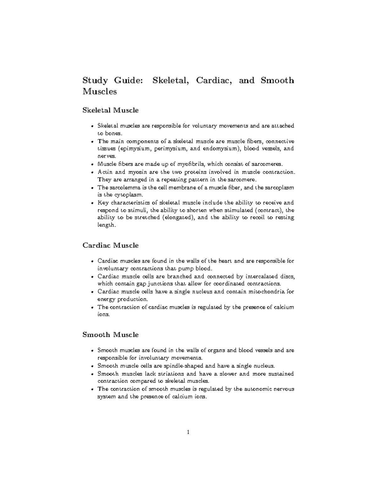 Chapter 9 a and p 1 Study Guide - Study Guide: Skeletal, Cardiac, and ...