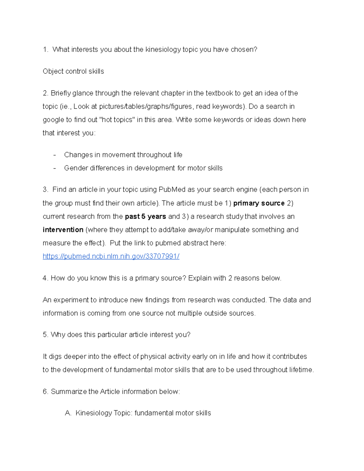 Motor behavior research What interests you about the kinesiology