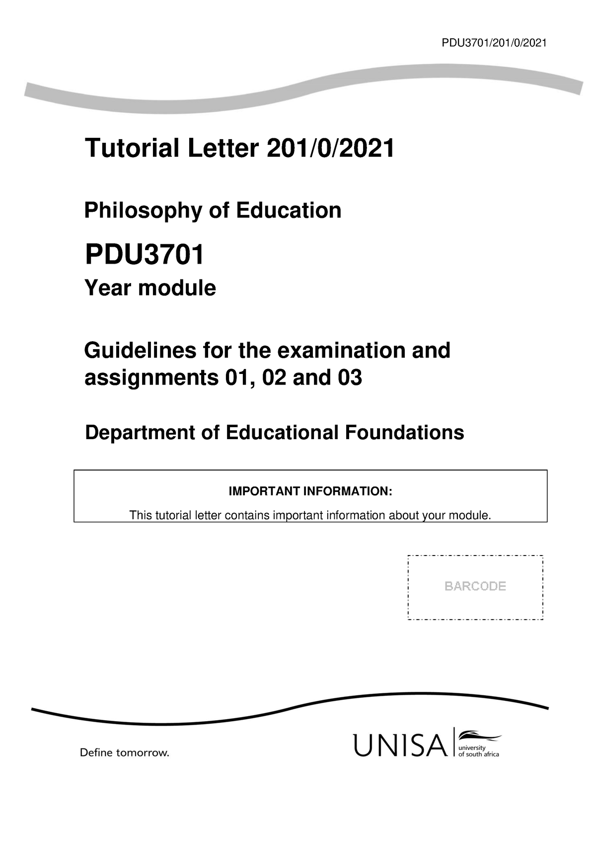 201 2021 0 B - Guidelines For The Examination And Assignments 01, 02 ...