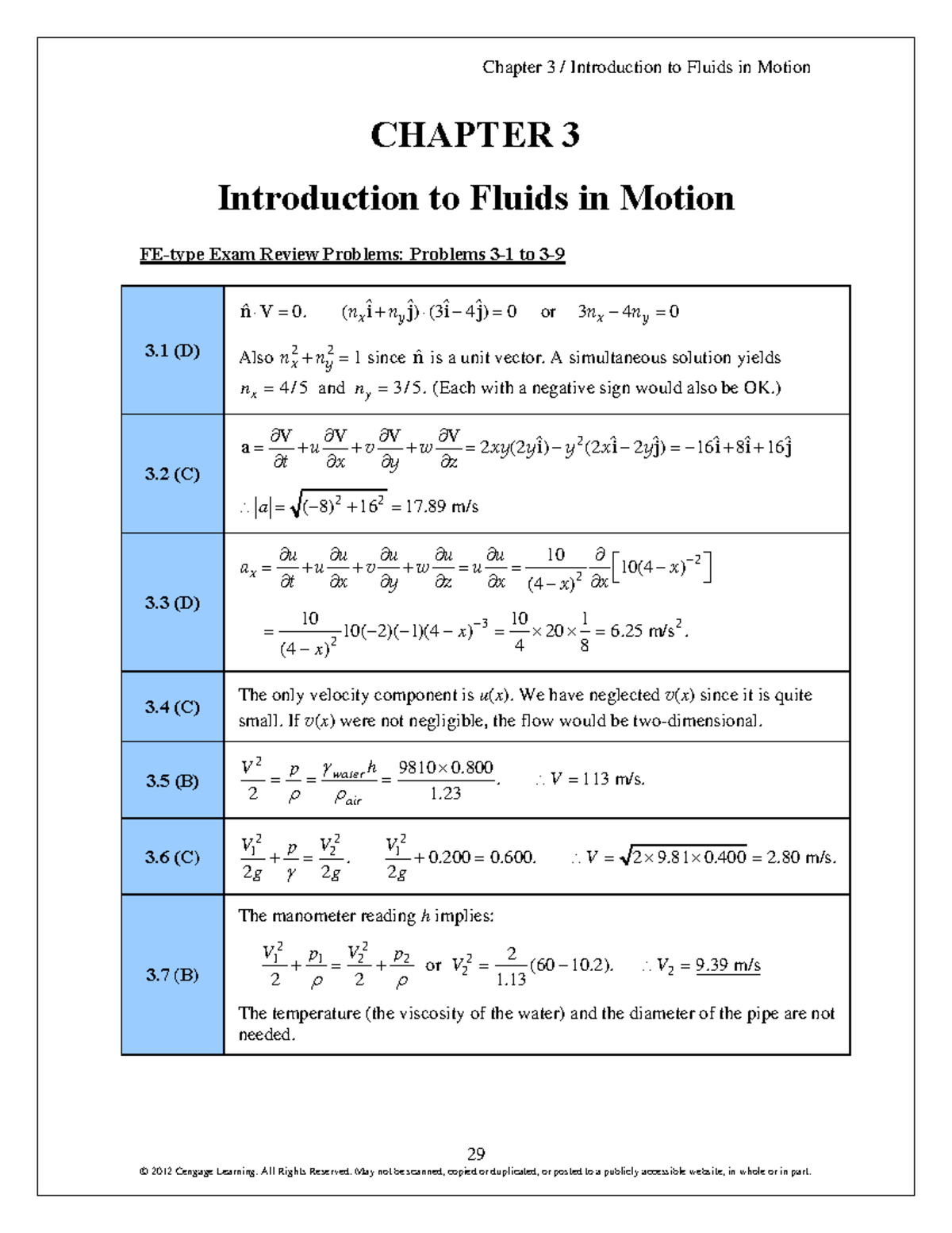 Solution Manual Of Mechanics Of Fluids Potter - ####### 29 CHAPTER 3 ...