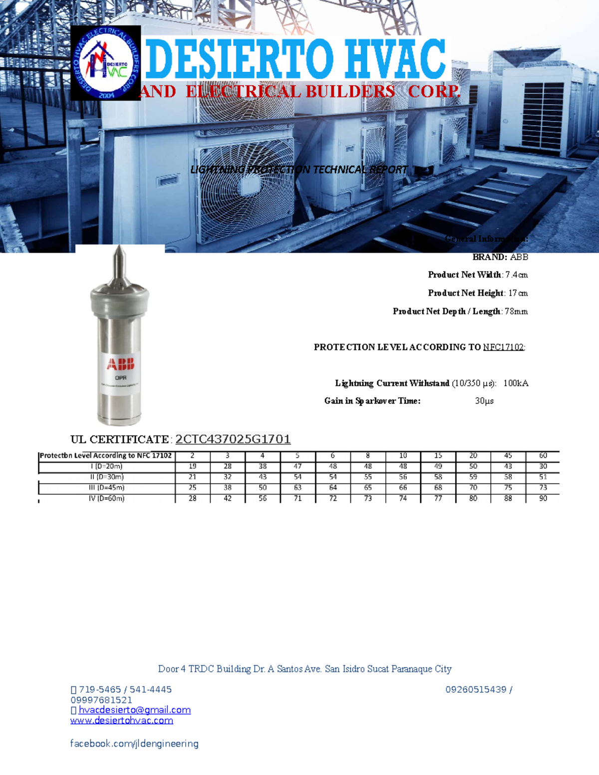 Lightning Arrester Technical Report - LIGHTNING PROTECTION TECHNICAL ...