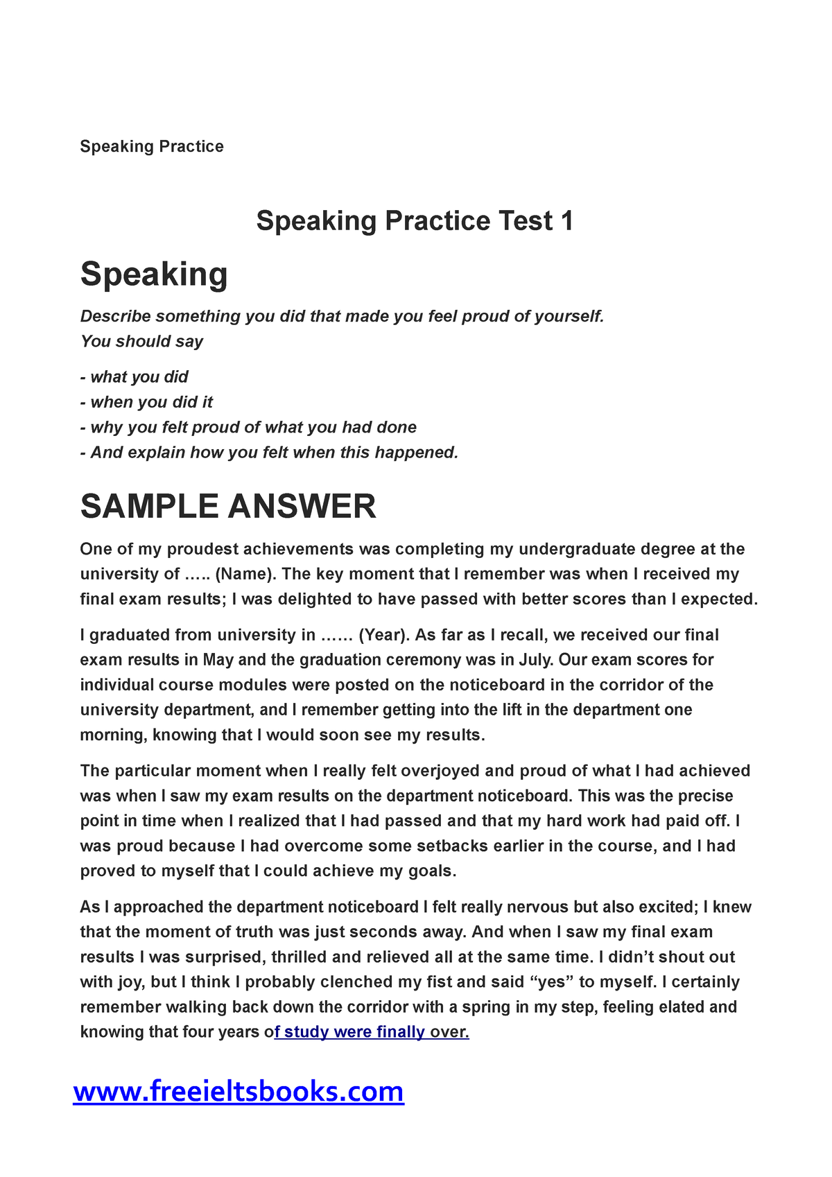 Ielts Speaking Complete Practice Tests With Answers – Test 1 - Speaking ...