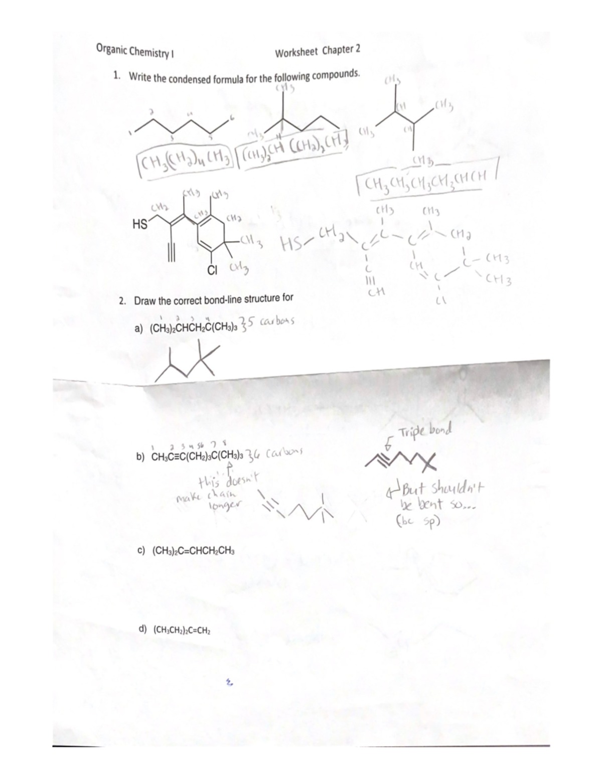 Worksheet of the bonding patterns - CHM 2210 - Studocu