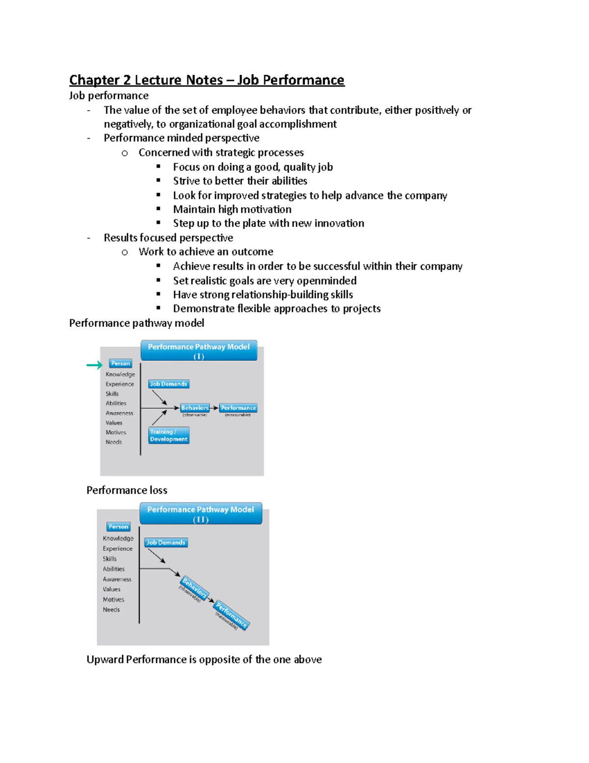 chapter 2 lecture notes - Chapter 2 Lecture Notes – Job Performance Job ...