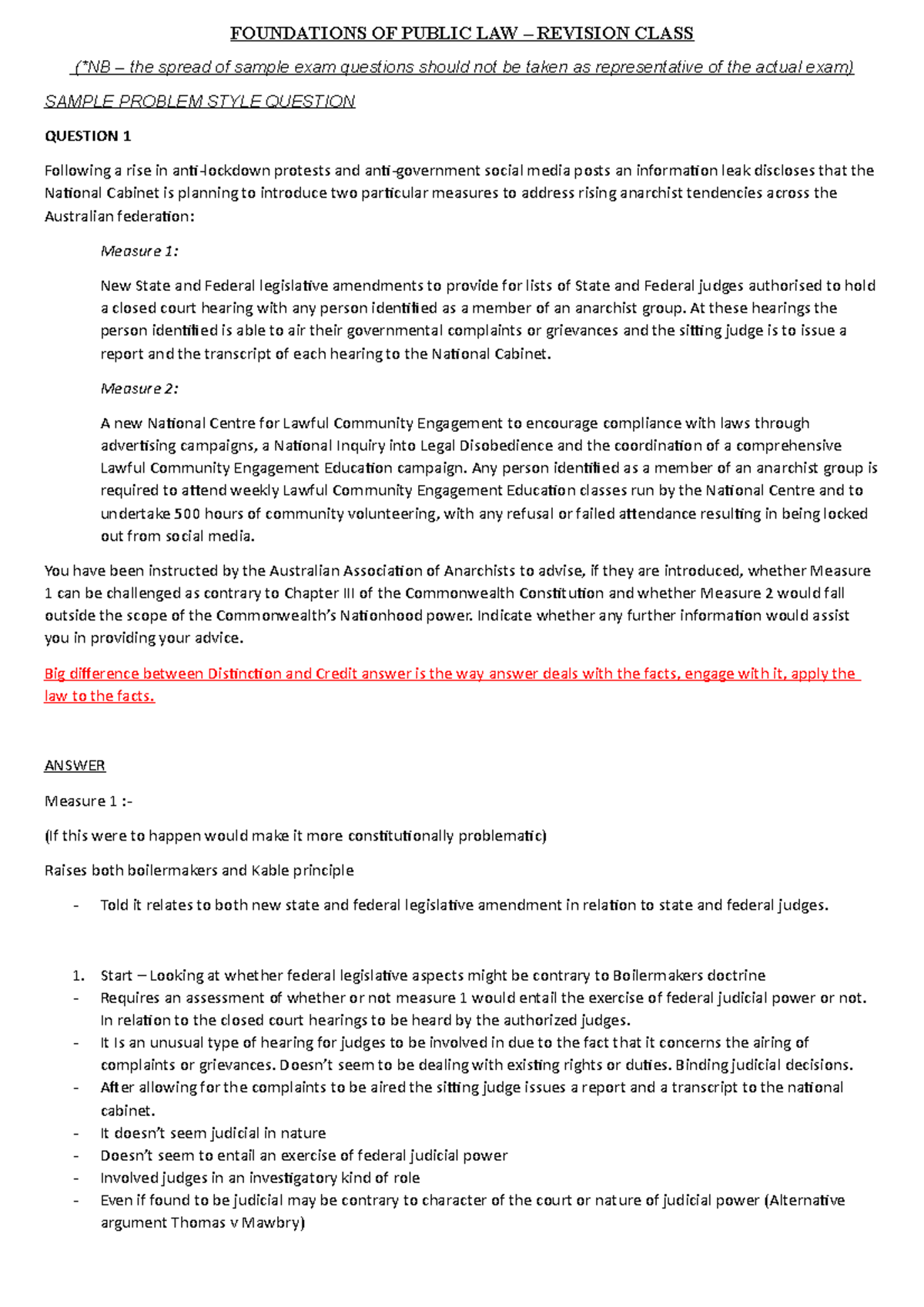 Public LAW EXAM Revision Questions FOUNDATIONS OF PUBLIC LAW