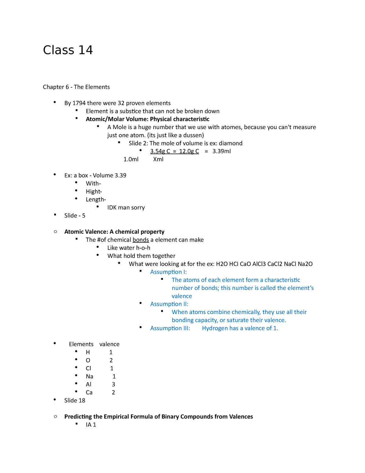 Class 14 Chem 102 Lecture Notes Class 14 Chapter 6 The Elements By 1794 There Were 32 3541