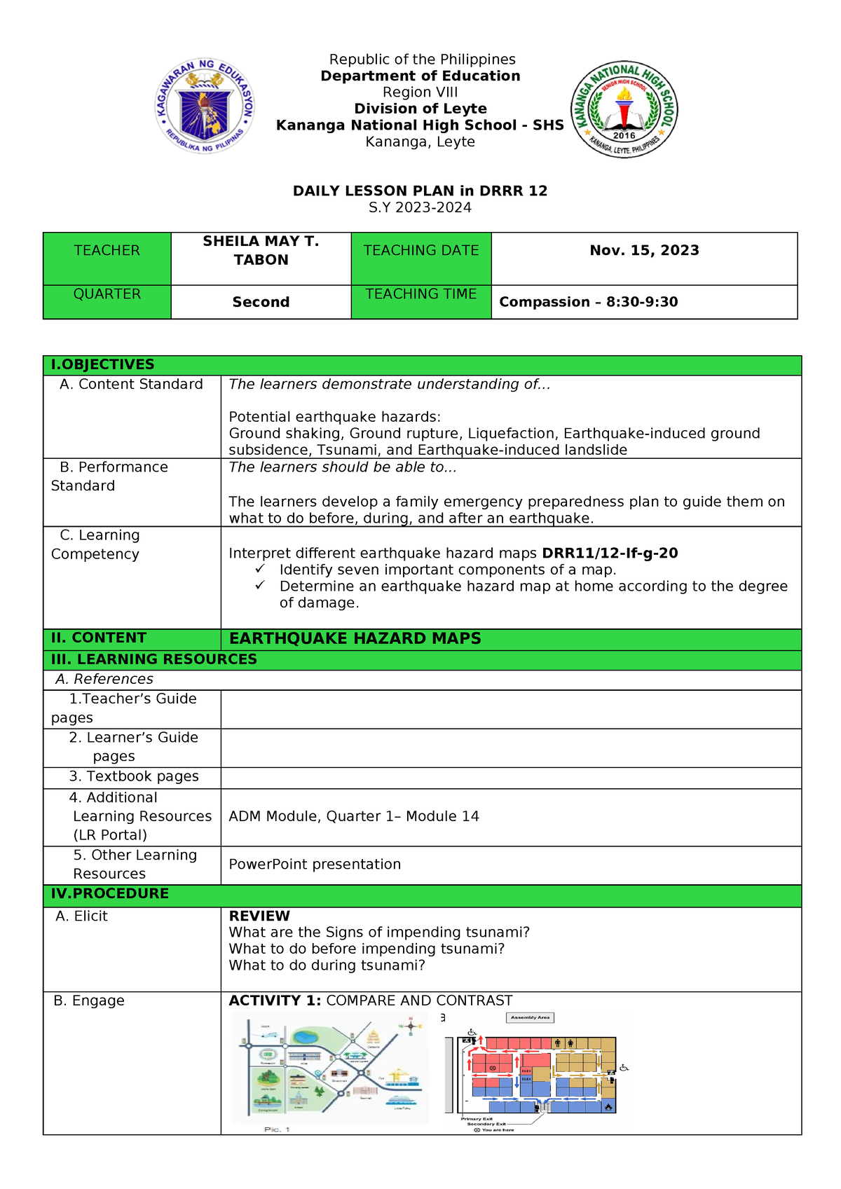 Final lesson plan q1 6 - DRRR - Republic of the Philippines Department ...