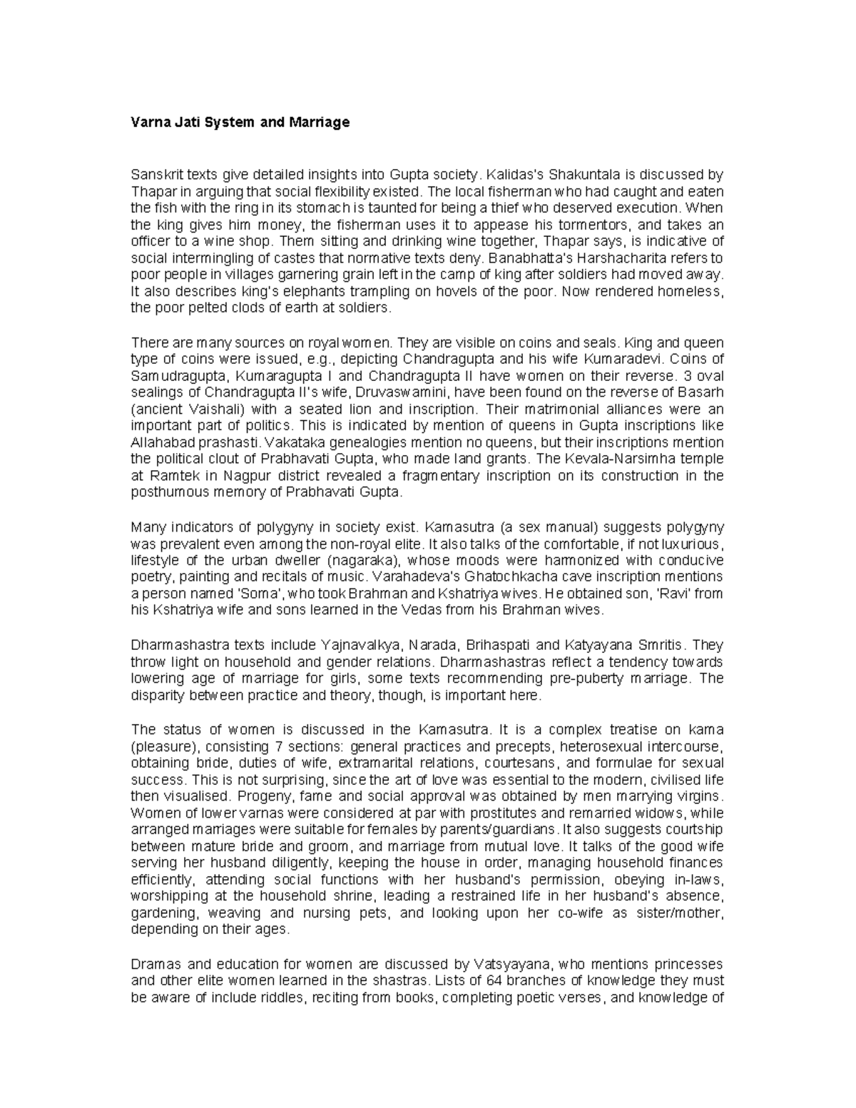 Varna Jati System and Marriage Varna Jati System and Marriage