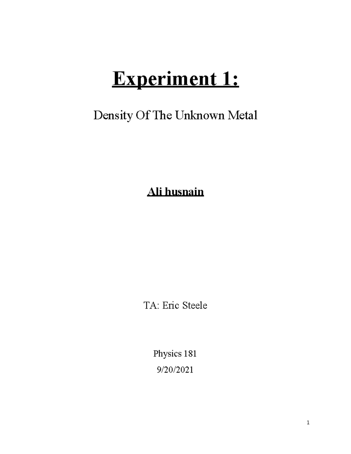 181 - Lab Report Template (EJS) (Auto Recovered) - Experiment 1 ...