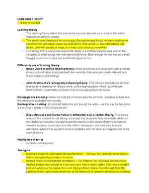 SOC 4 - notes - Social disorganization - This Theory states that crime ...