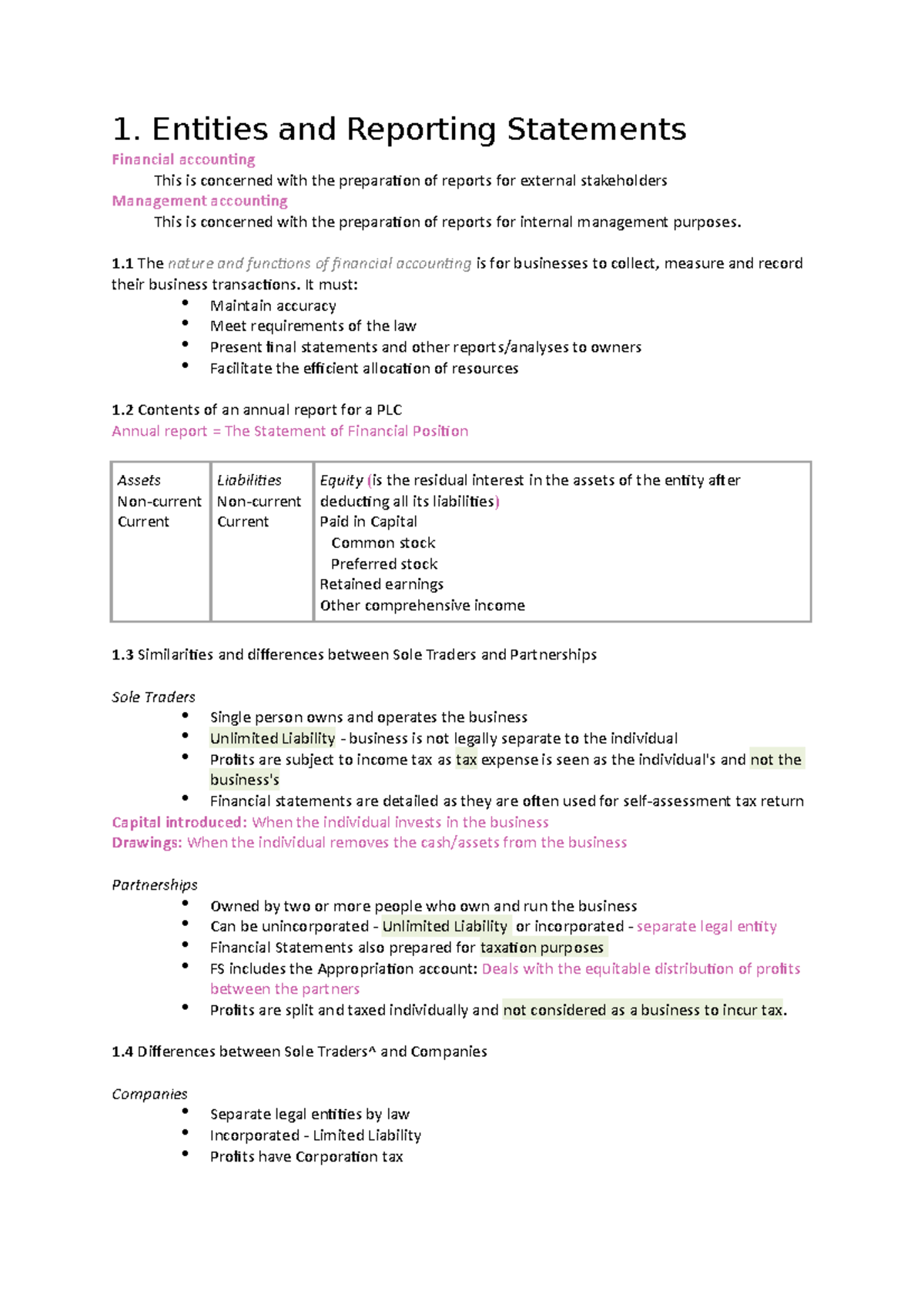 1. Entities and Reporting Statements - 1. Entities and Reporting ...