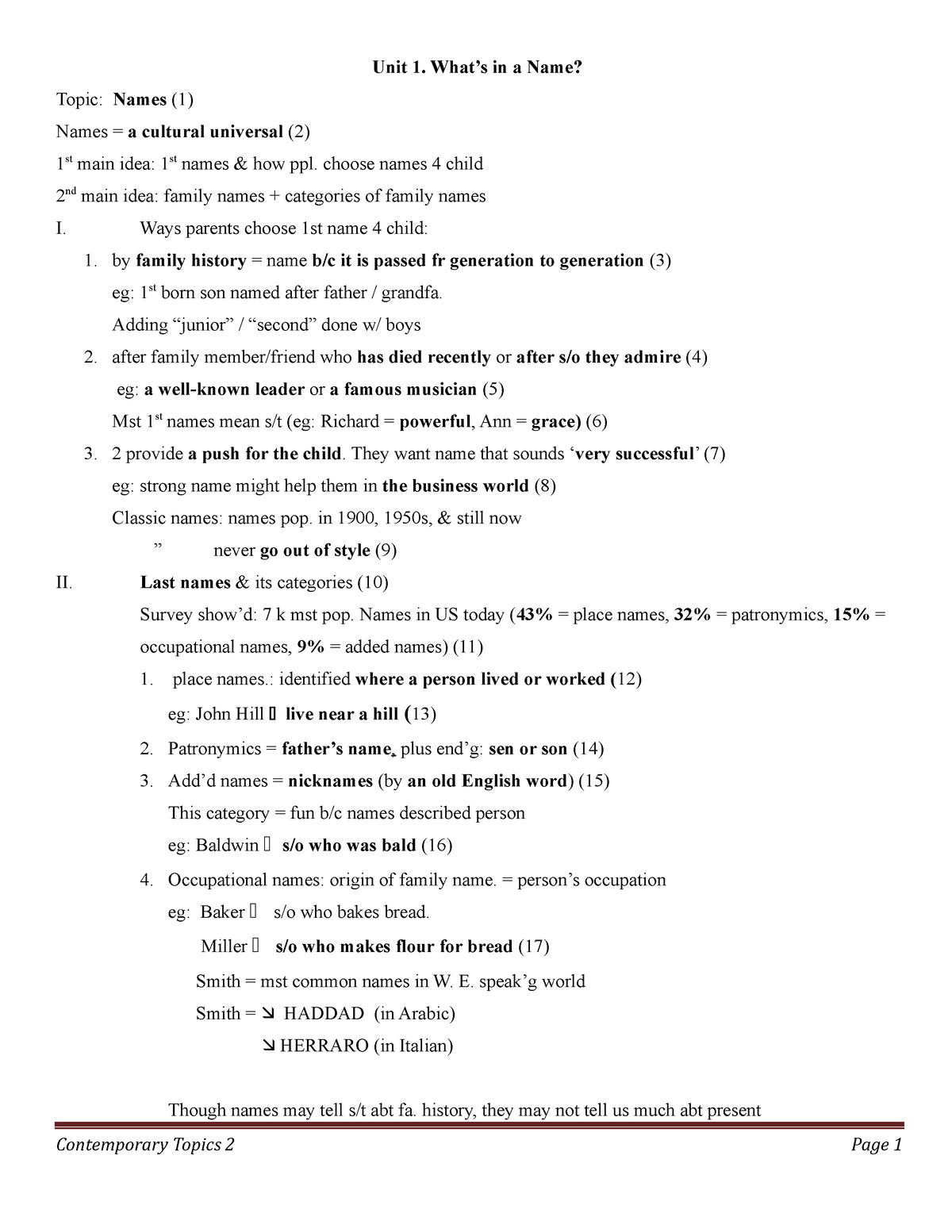 1 - UNIT 1 - Nhóm Lan Phương - Unit 1. What's in a Name? Topic