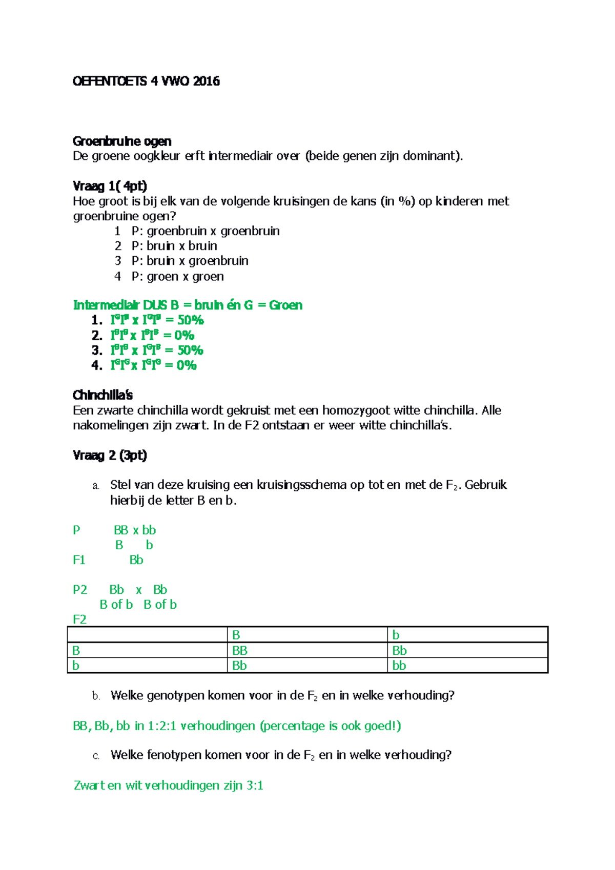 Oefentoets Erfelijkheid 4 VWO Biologie - ANTWOORDEN - OEFENTOETS 4 VWO ...