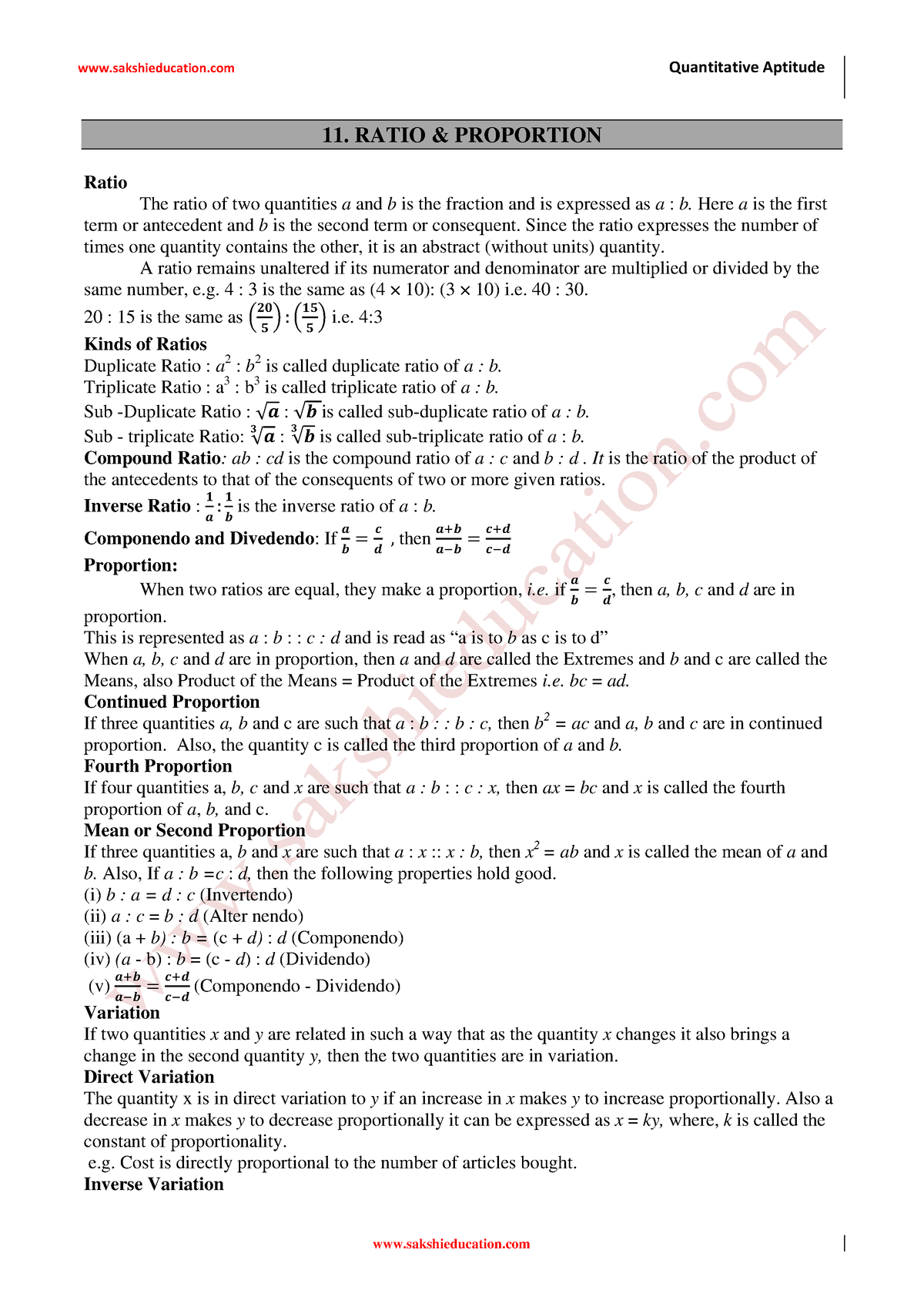 11-Ratio-Proportion - Vafvdav - 11. RATIO & PROPORTION Ratio The Ratio ...