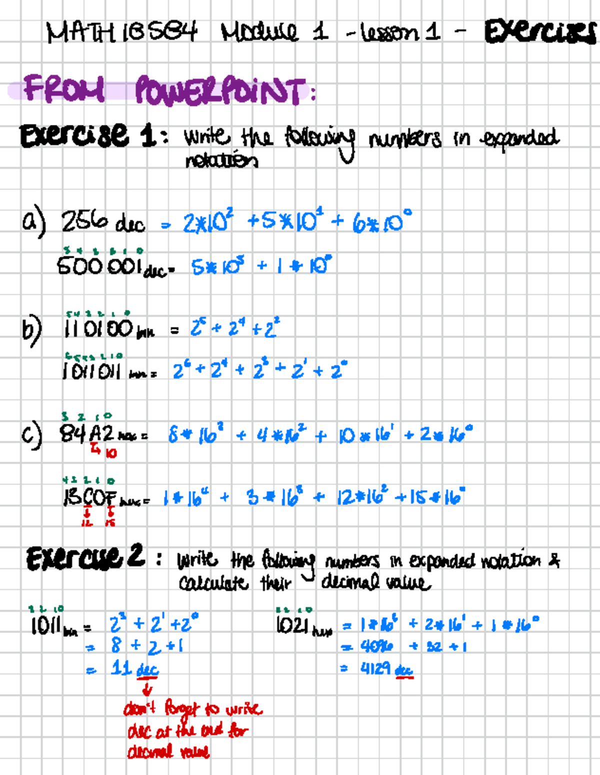 MATH18584 module 1 lesson 1 exercises - MATH 18584 Module 1- Lesson 1 ...