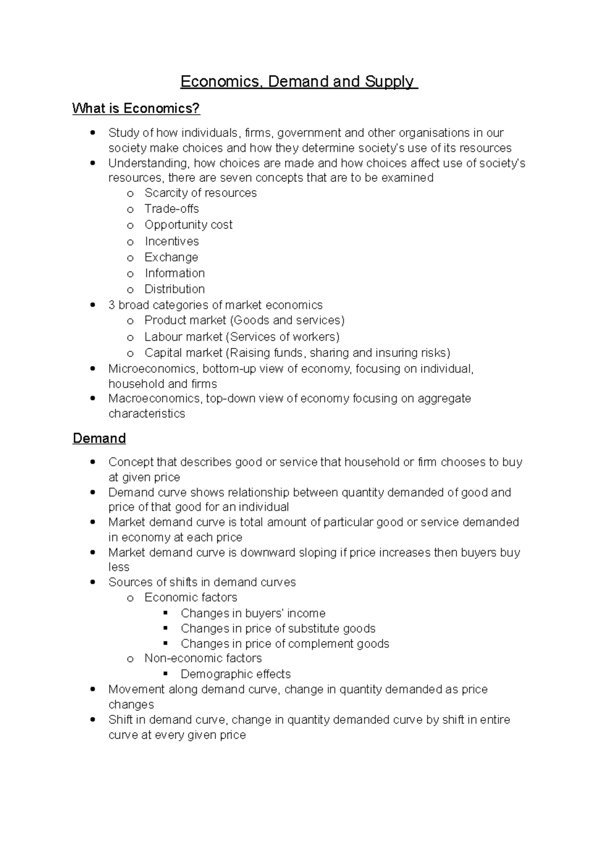Topic 6, Economics, Demand and Supply - Economics, Demand and Supply ...