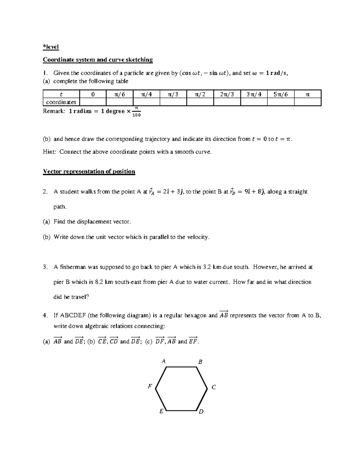 Ch1 Tutorial Questions - *level Coordinate system and curve sketching ...
