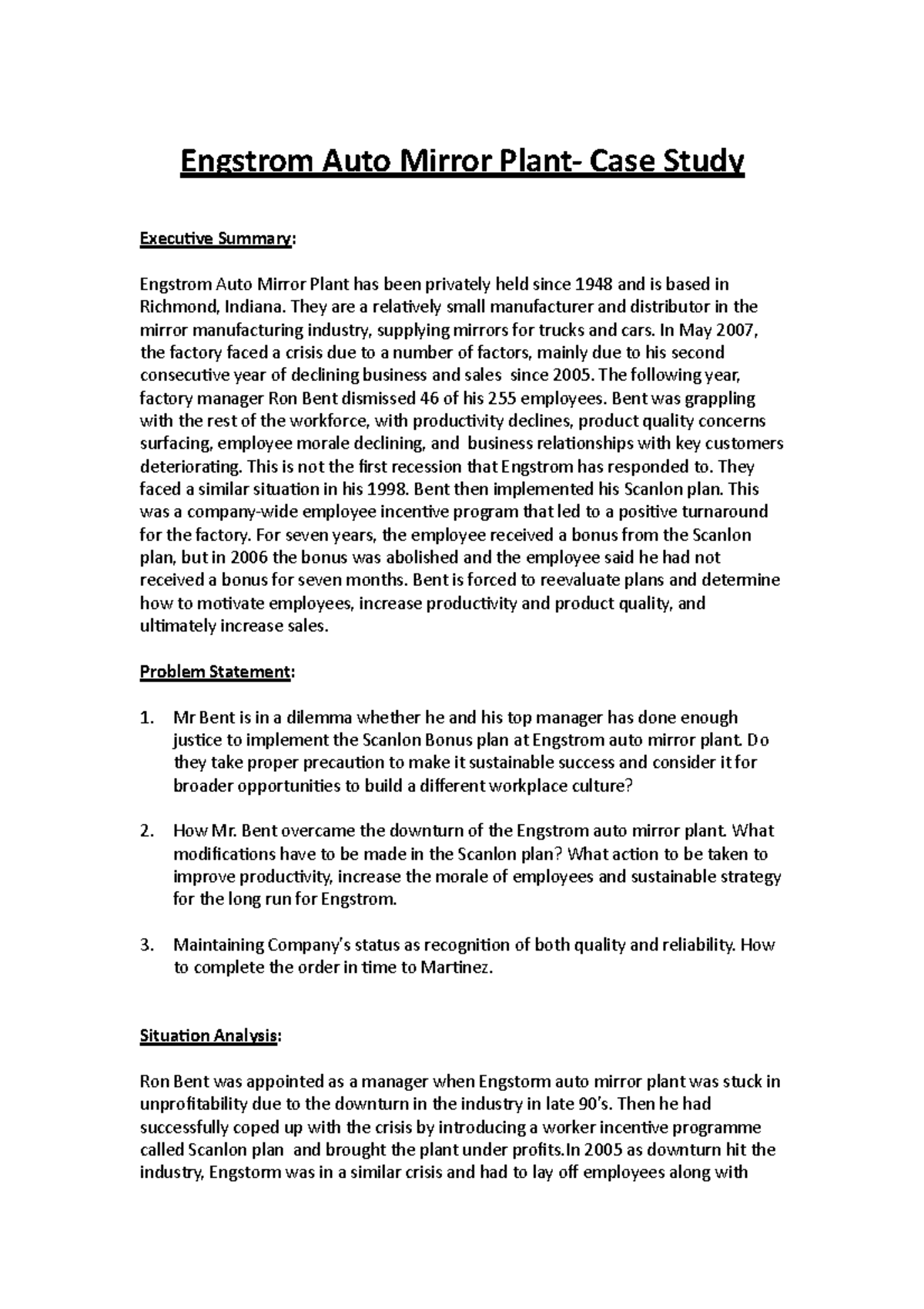 Engstrom Auto Mirror Plant They are a relatively small manufacturer