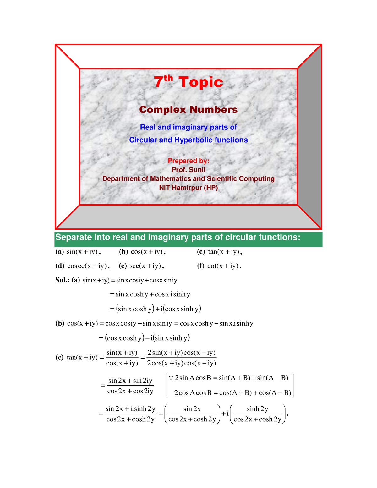 topic-7-complex-2nd-year-separate-into-real-and-imaginary-parts-of