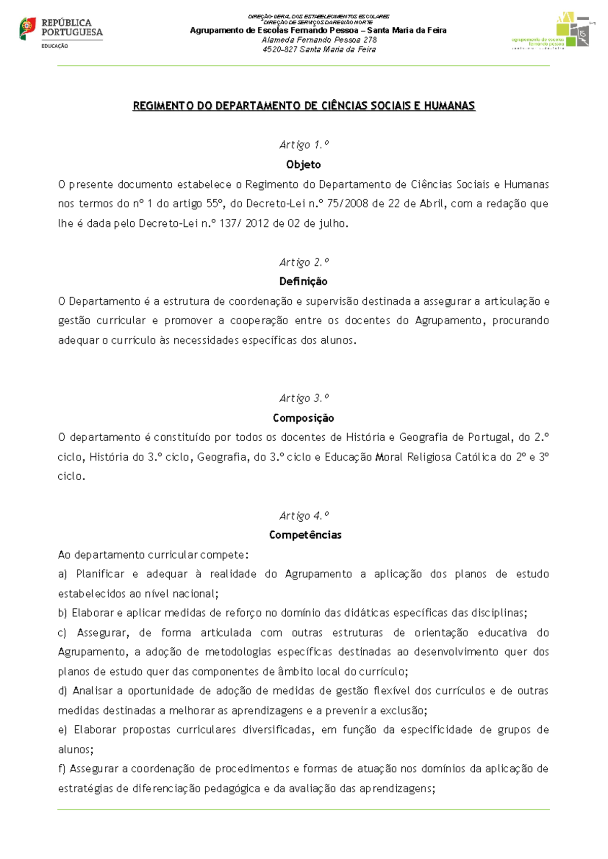 Regimento do Departamento de Ciências Sociais e Humasa-proposta- 2019 ...