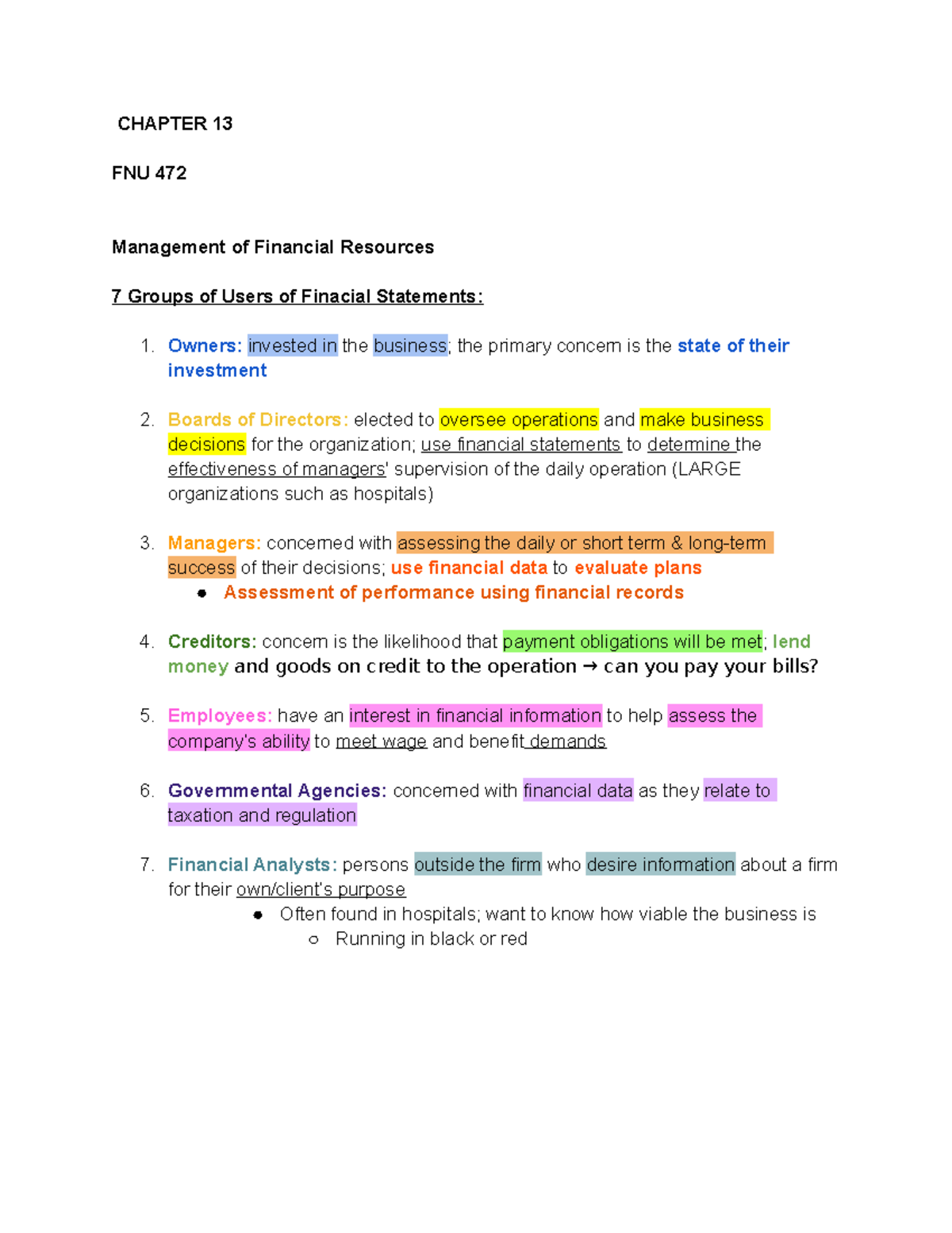 FNU 472 Chapter 13 - CHAPTER 13 FNU 472 Management of Financial ...