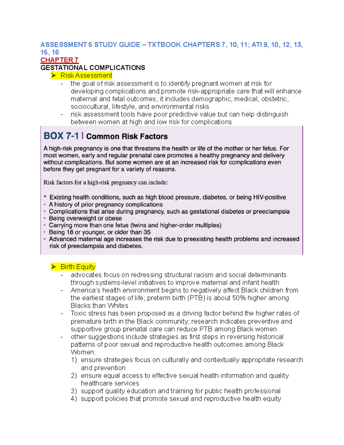 Assessment 5 Study Guide [PART 1] - ASSESSMENT 5 STUDY GUIDE – TXTBOOK ...