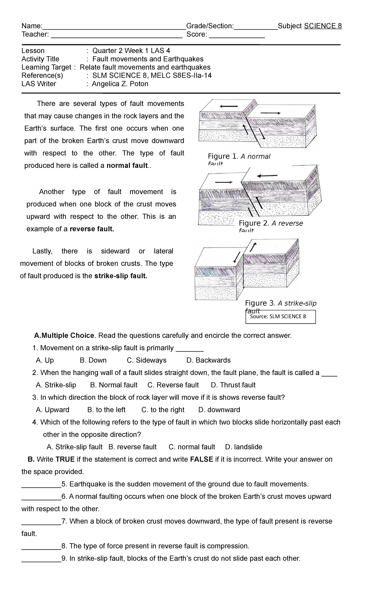 Science 8 Week 1 LAS 4 - Name:____________________________________Grade ...