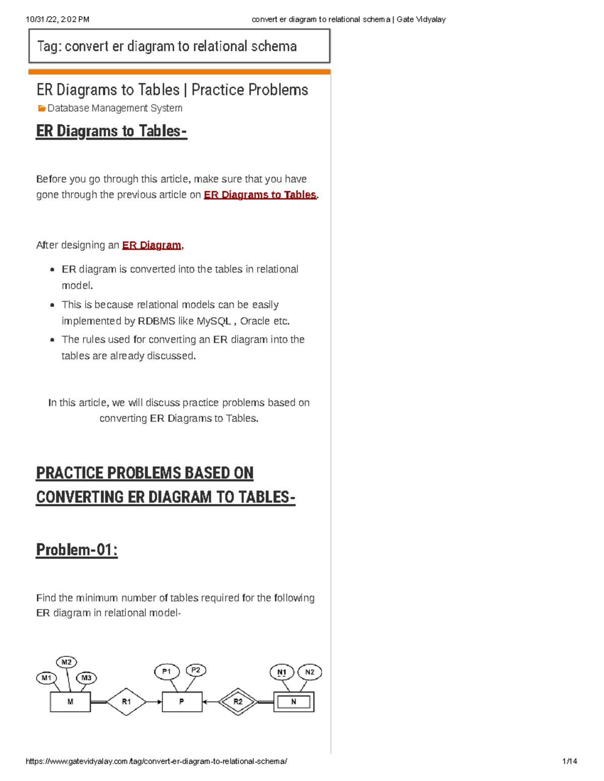 Convert er diagram to relational schema Gate Vidyalay - Database ...