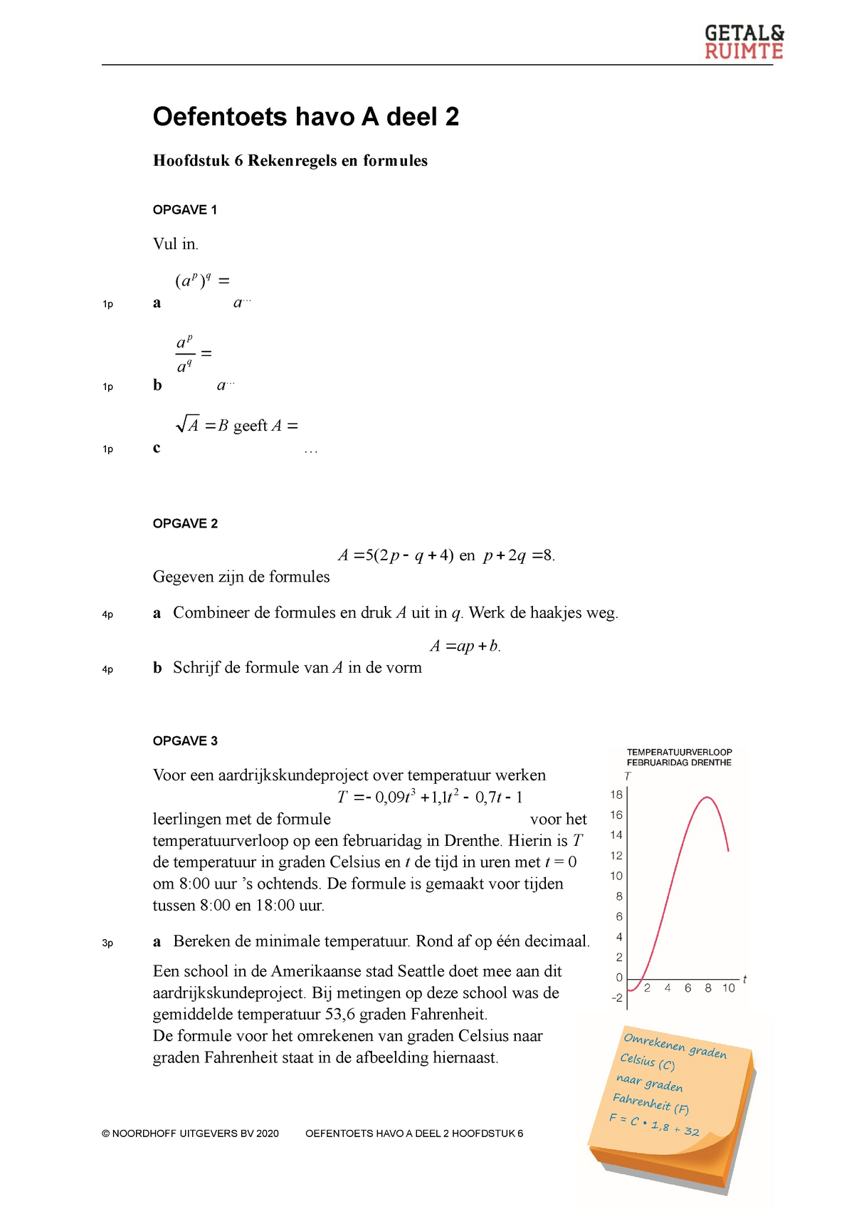 Oefentoets h6 wiskunde havo 5 Oefentoets havo A deel 2 Hoofdstuk 6