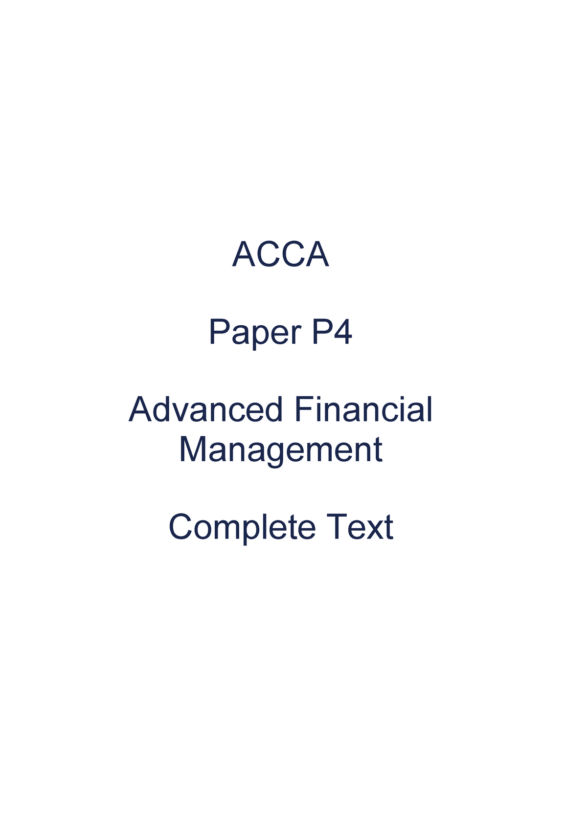 ACCA P4 - This Book Is Good For ACCA - ACCA Paper P Advanced Financial ...