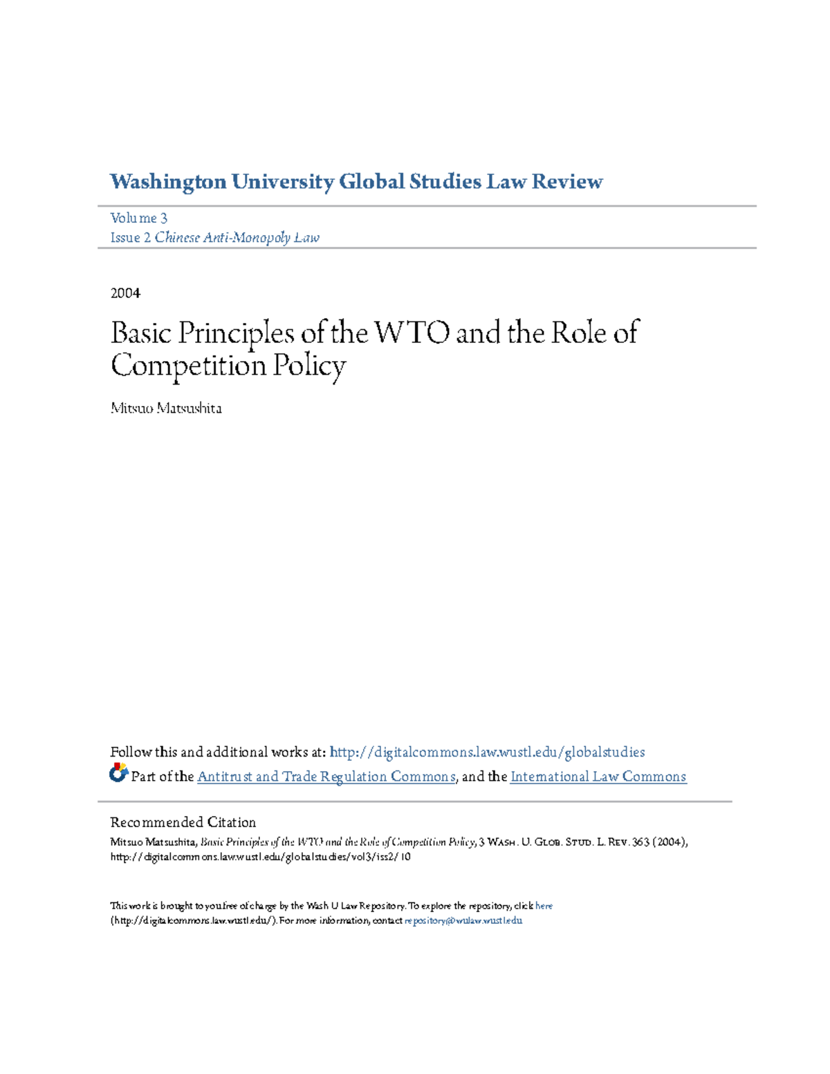 Basic Principles Of The WTO And The Role Of Competition Policy ...