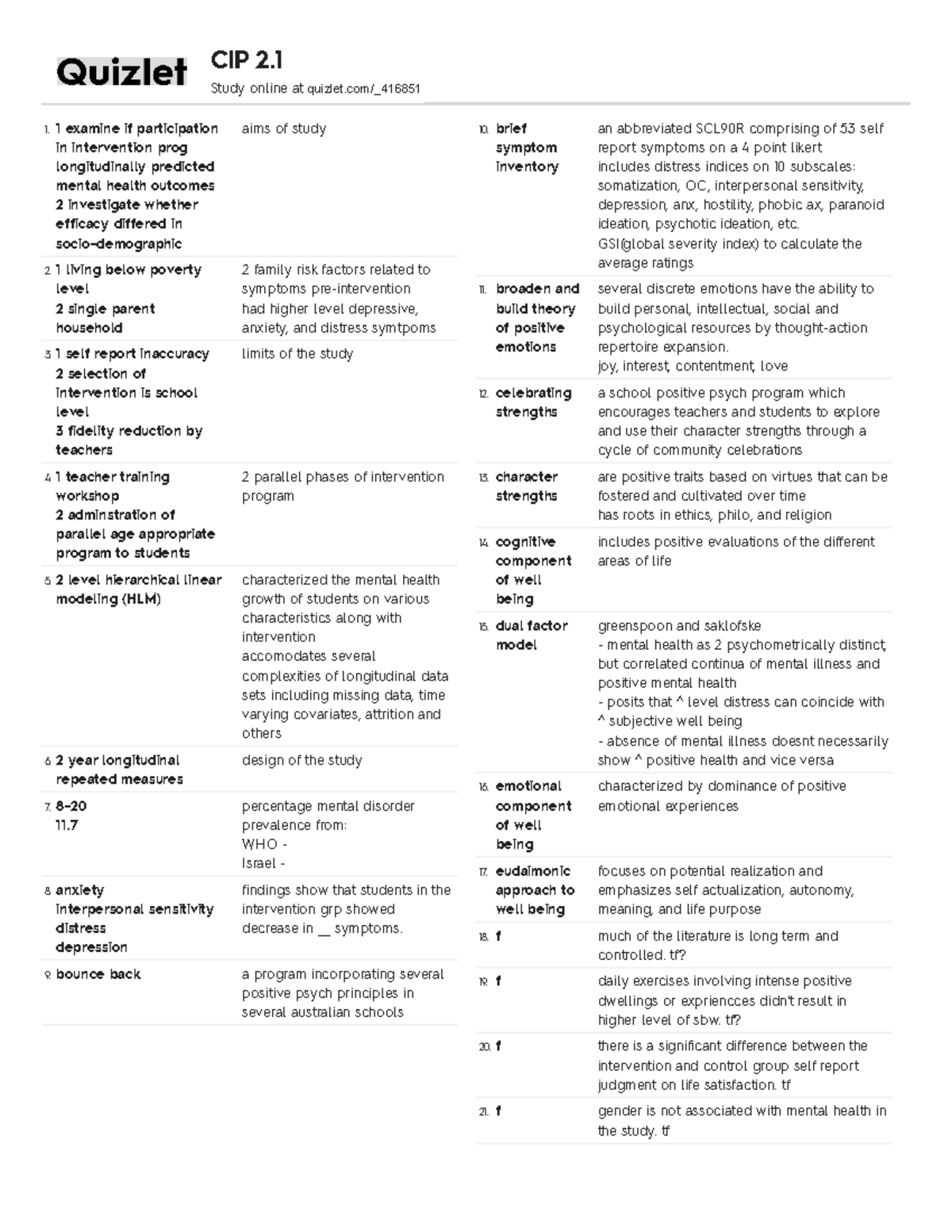 CIPSubjectReviewer1 - CIP 2 Study online at 1. 1 examine if ...