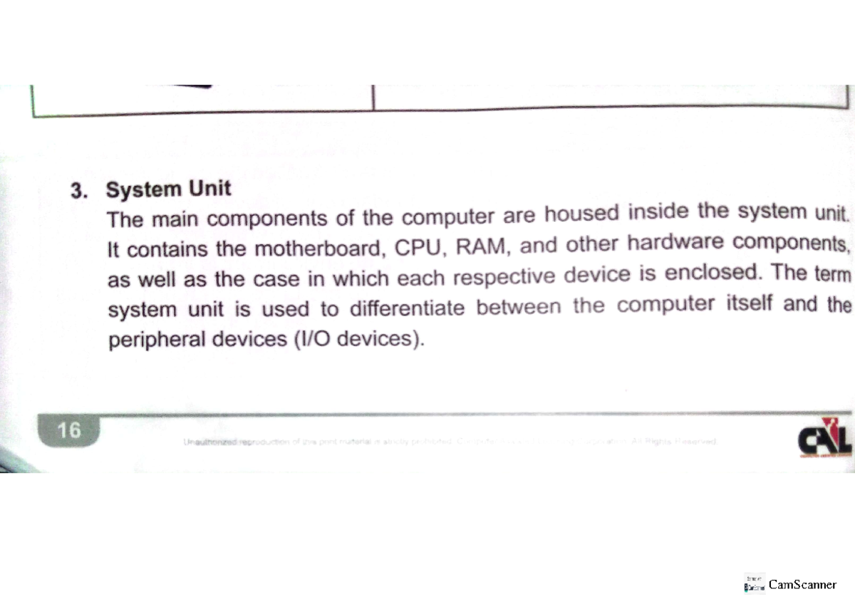 System UNIT Components 3. System Unit The main components of the