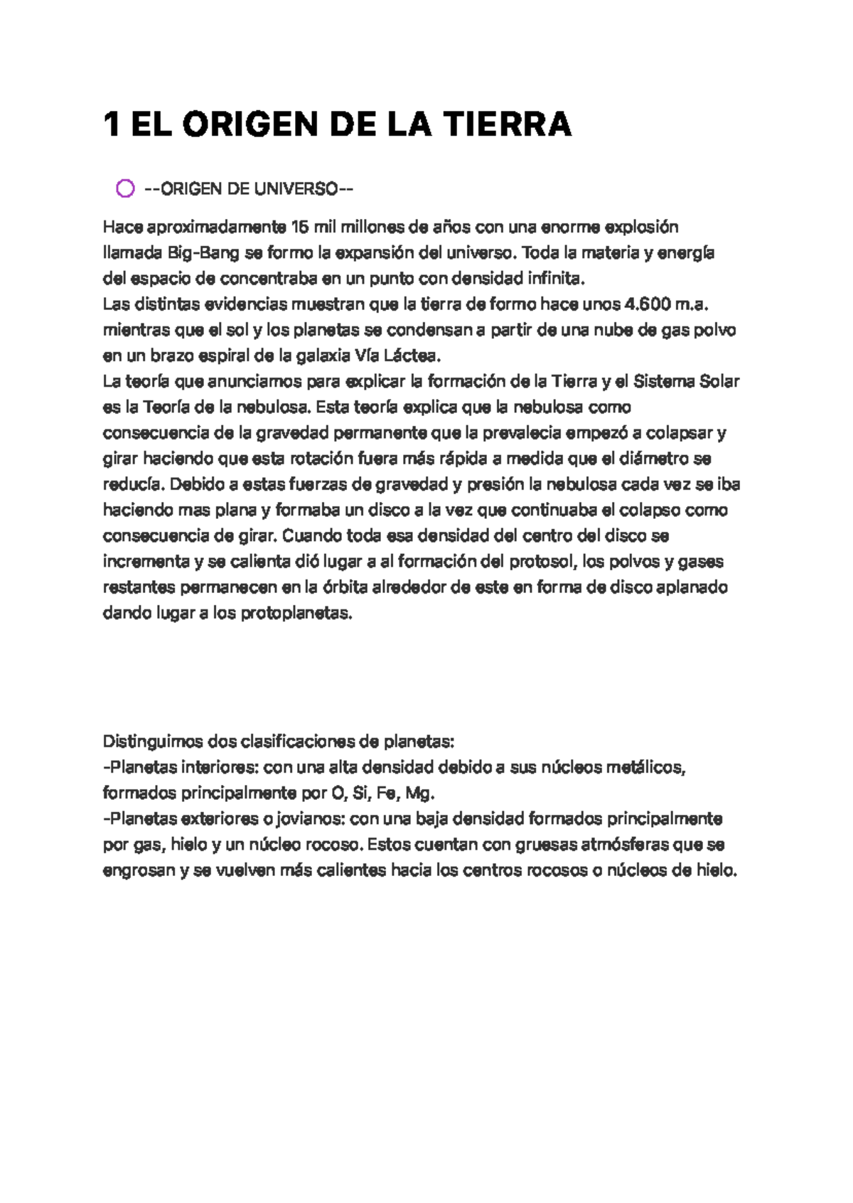 1 El Origen De La Tierra 1 El Origen De La Tierra Hace Aproximadamente 15 Mil Millones De Años 6226