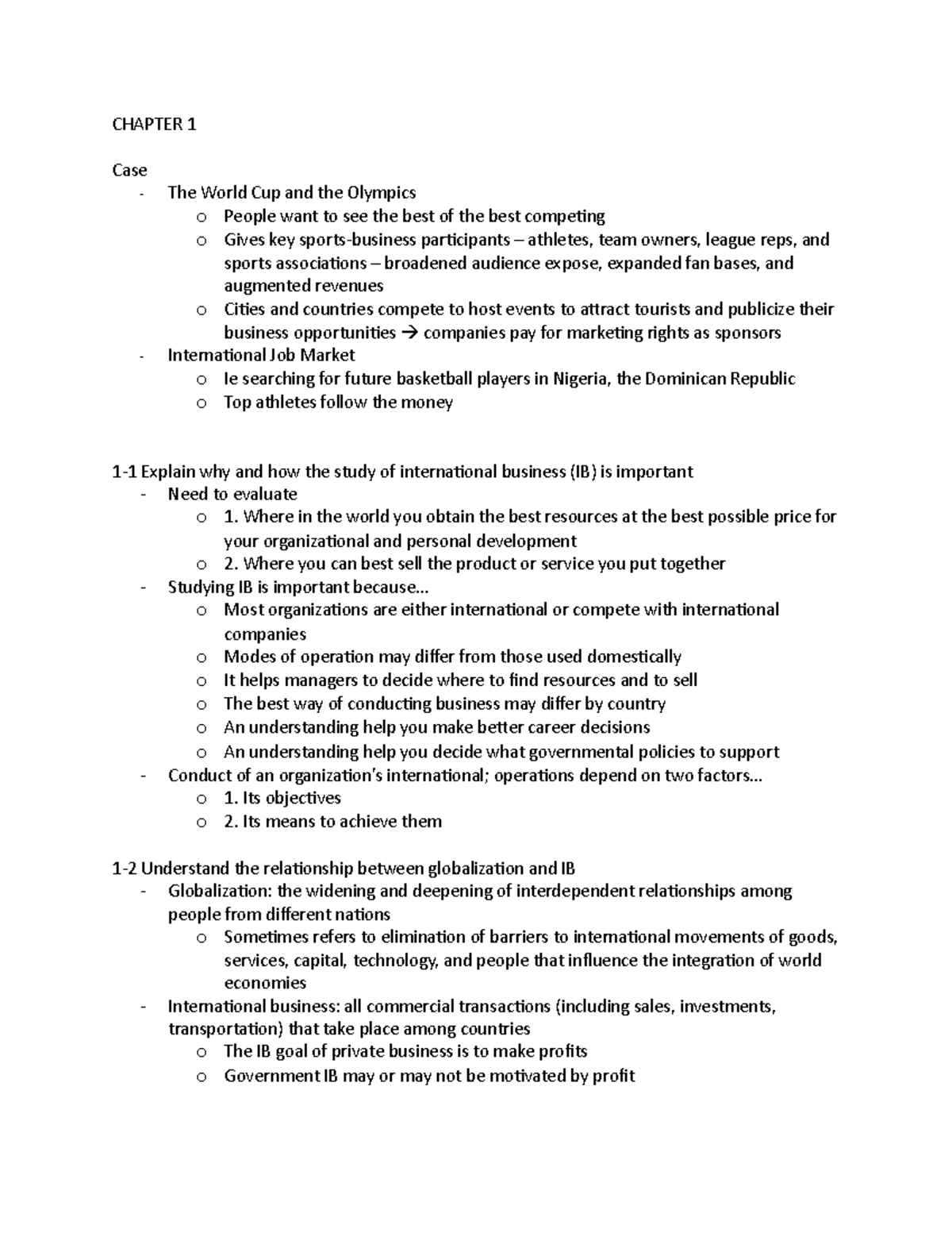 Book notes - CHAPTER 1 Case - The World Cup and the Olympics o People ...