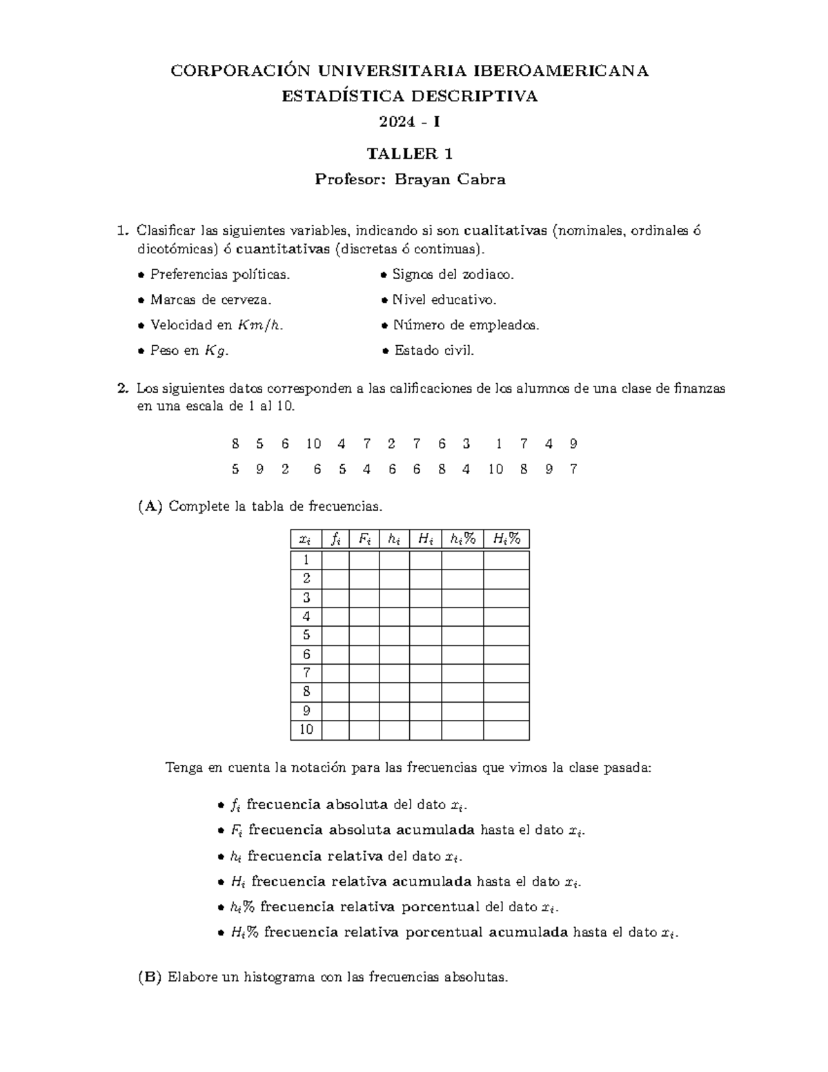 Taller 1 - ED - CORPORACI ́ON UNIVERSITARIA IBEROAMERICANA ESTAD ...