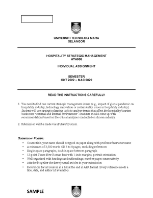 Company Overview - note - FACULTY OF HOTEL AND TOURISM MANAGEMENT ...