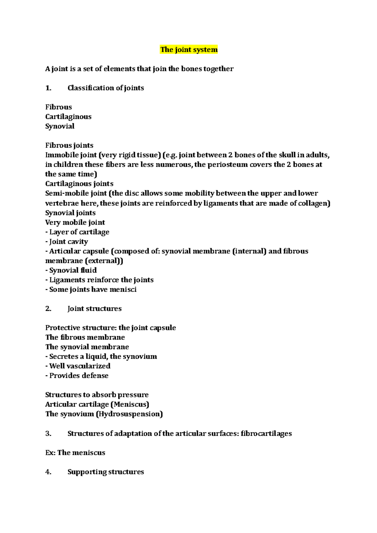 The joint system - Lecture notes Anatomy - The joint system A joint is ...