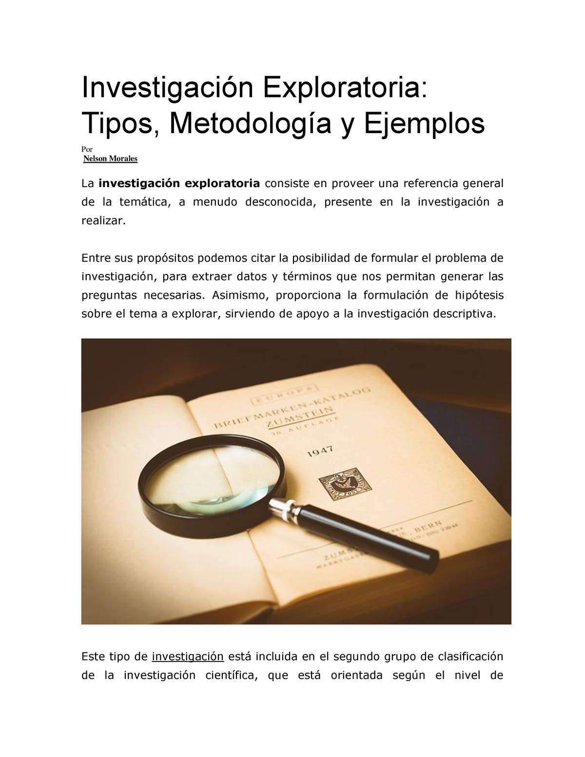 Investigación Exploratoria - Investigación Exploratoria: Tipos, Metodología  y Ejemplos Por Nelson - Studocu