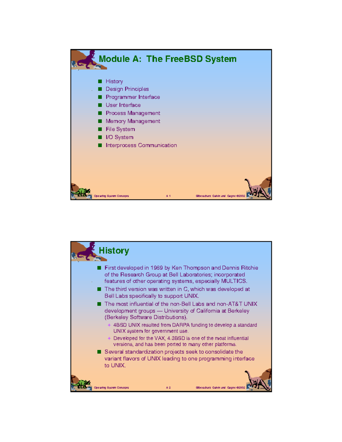 Lecture Operating System Concepts - Module A The Free BSD System ...