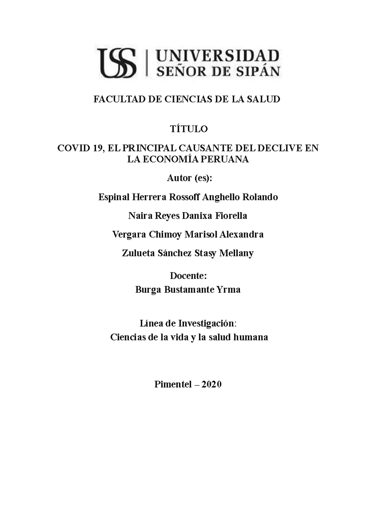 PA2 Covid 19, EL Principal Causante DEL Declive EN LA Economía Peruana ...