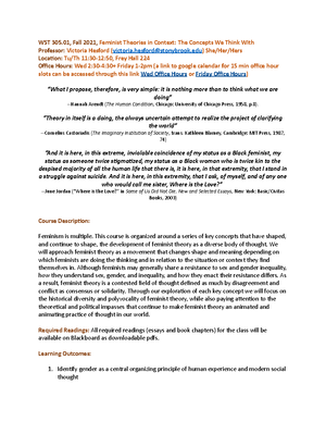 WST 103 - Lecture notes All - Women Studies 1/29/ .The “Academic Arm ...