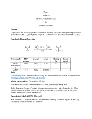 LAB 7,8,9 - Organic Chemistry 2 Lab 7 to 9 (combined lab report) - Name ...
