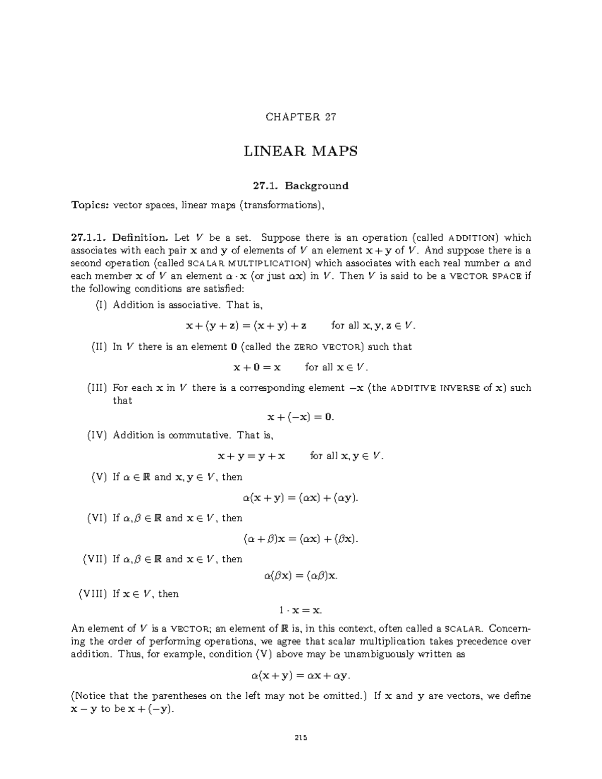 MATH 32 Exercise Ch7 - CHAPTER 27 LINEAR MAPS Background Topics:vector ...