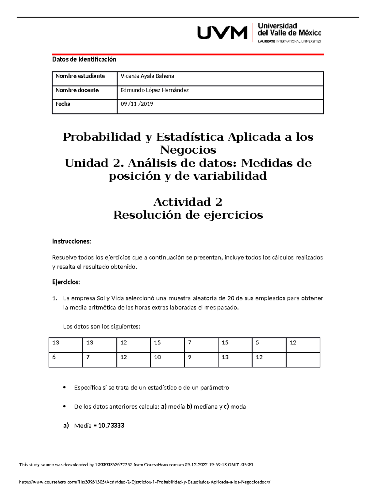 Actividad 2 Ejercicios 1 Probabilidad Y Estadistica Aplicada A Los ...