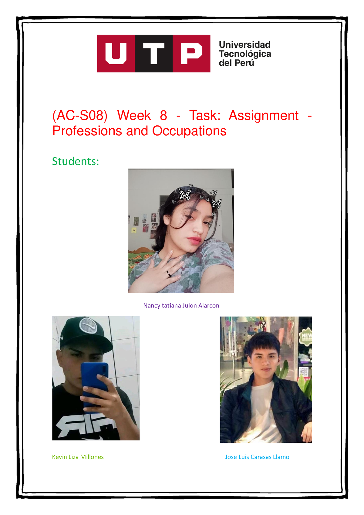 week 8 task assignment professions and occupations