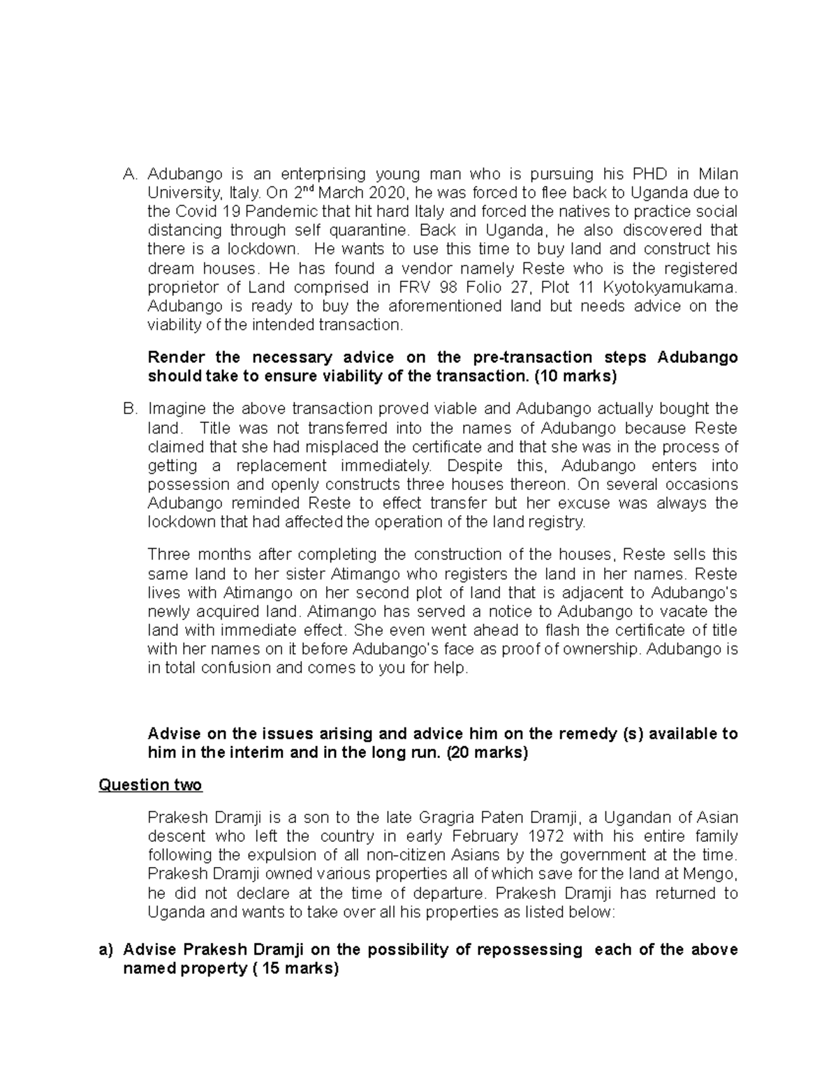 Land questions These practice materials are ment to sharpen students